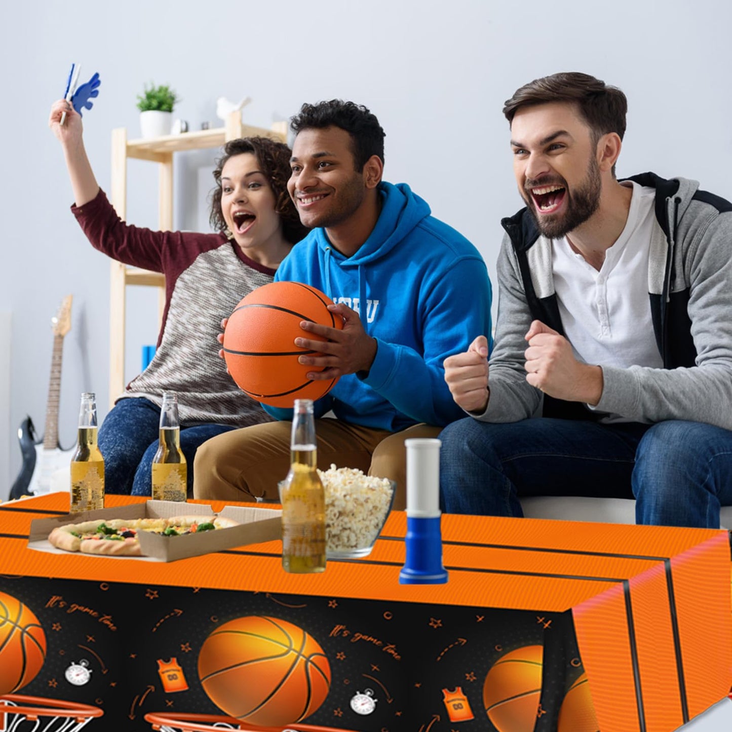 CMUSKO Basketball Tablecloth, 3 Pcs Basketball Birthday Decorations Rectangle Plastic Table Cover, Disposable Table Cloths for Basketball Sports