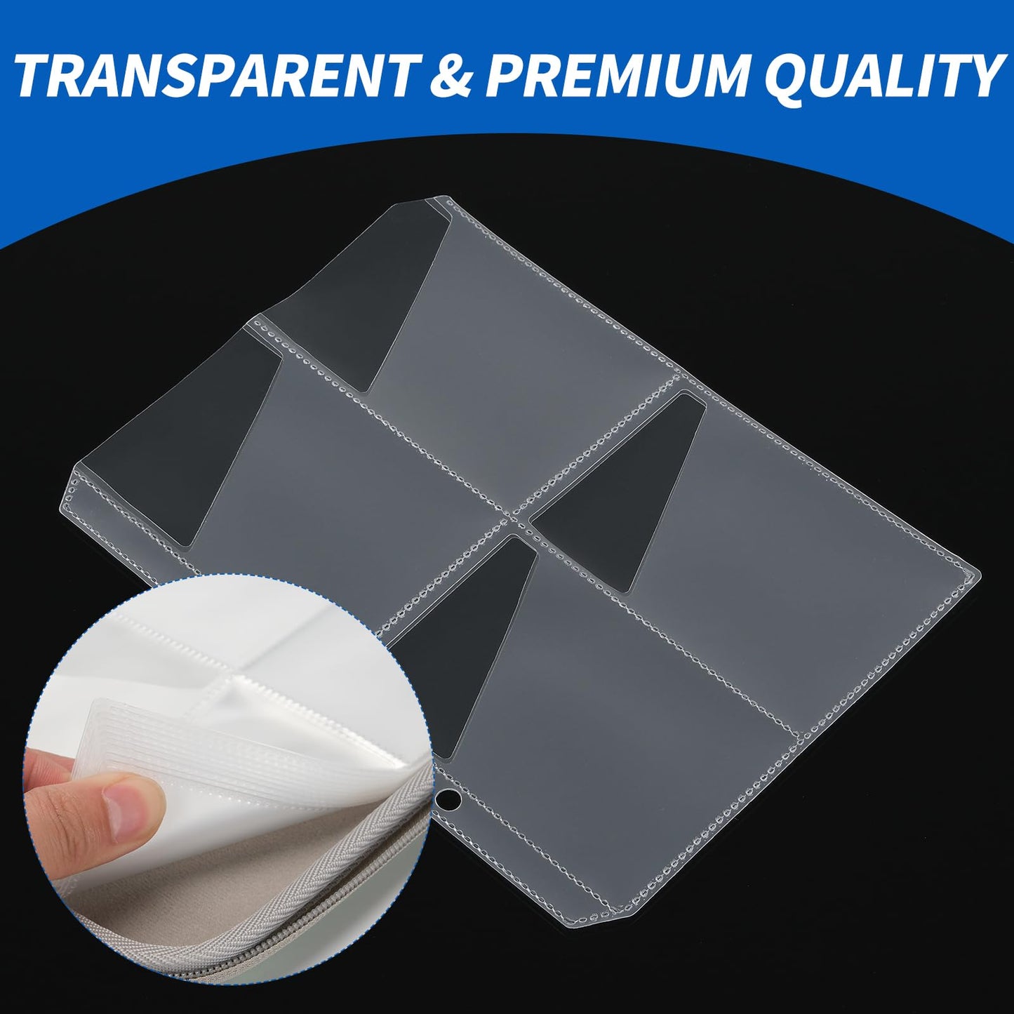 Jeachan 10 Pack 4 Pocket Sleeve for Yoto Card case, 2 Holes Fit 2 Rings Card Case Card Holder Card Binder, Transparent