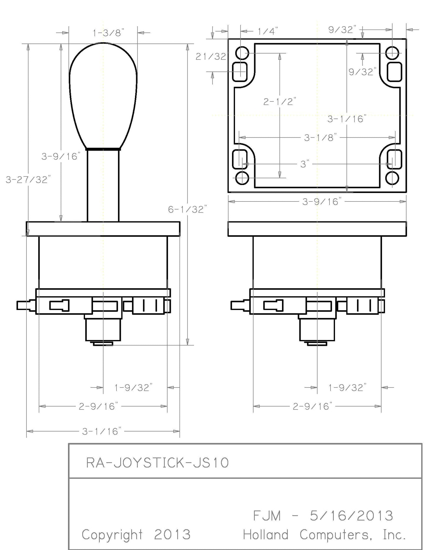 Happ Competition Style Arcade Joystick Black Switchable from 8-Way to 4-Way Operation, Elliptical Bl