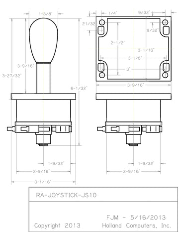Happ Competition Style Arcade Joystick Black Switchable from 8-Way to 4-Way Operation, Elliptical Bl