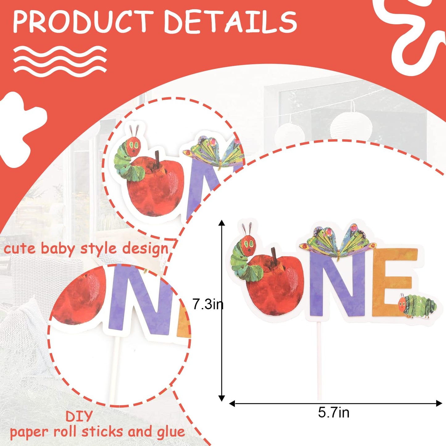 Hungry Caterpillar 1st Birthday Cake Topper - Hungry Caterpillar 1st Birthday Decorations, Hungry Caterpillar Themed Birthday Party, Baby Shower Party