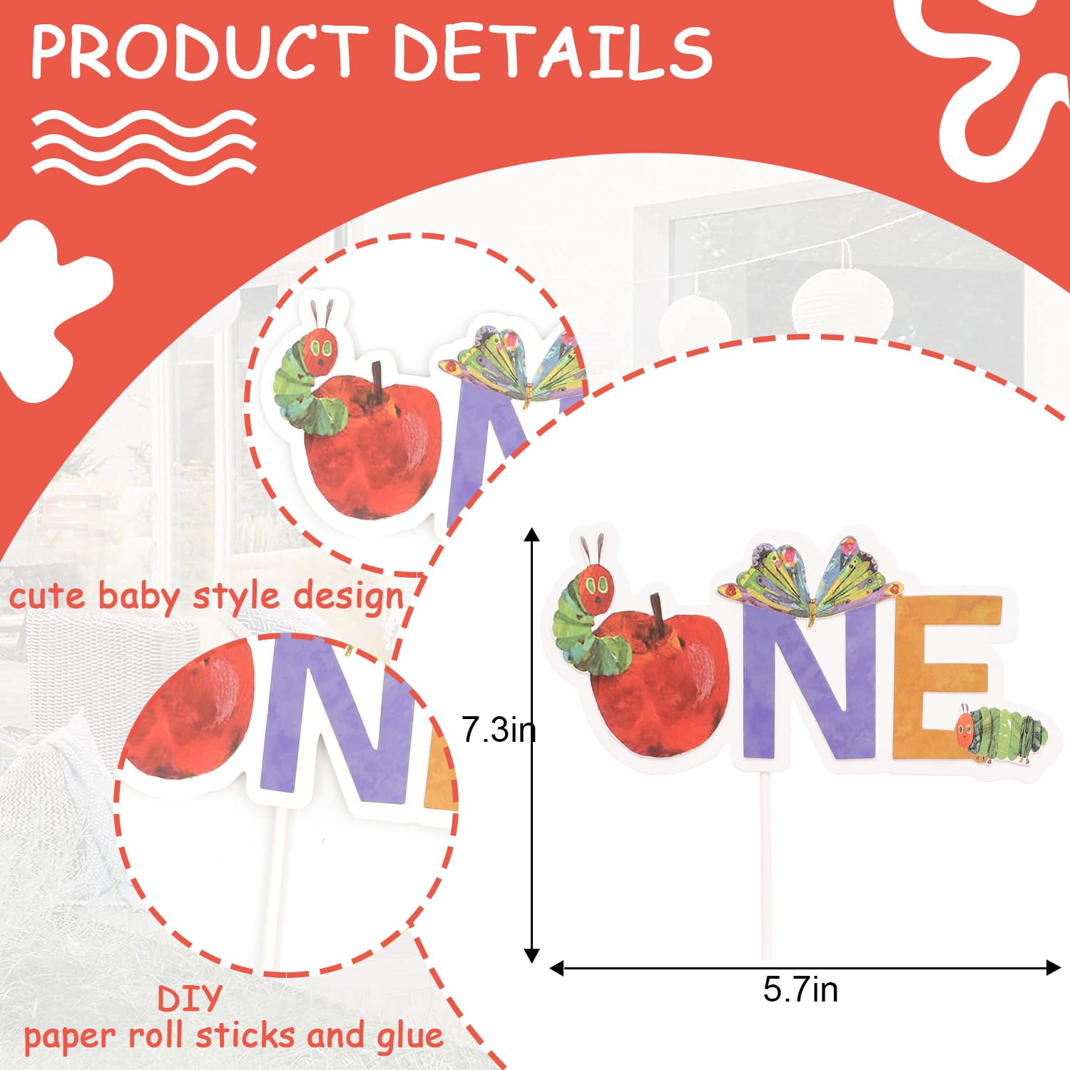 Hungry Caterpillar 1st Birthday Cake Topper - Hungry Caterpillar 1st Birthday Decorations, Hungry Caterpillar Themed Birthday Party, Baby Shower Party