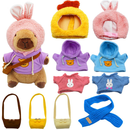 WUEURU Capybara Plush with 11 pcs Clothes & Accessories,11 in Cute Capybara Stuffed Animal Plush Toys,Capybara Doll,Dress Up Cute Plushies