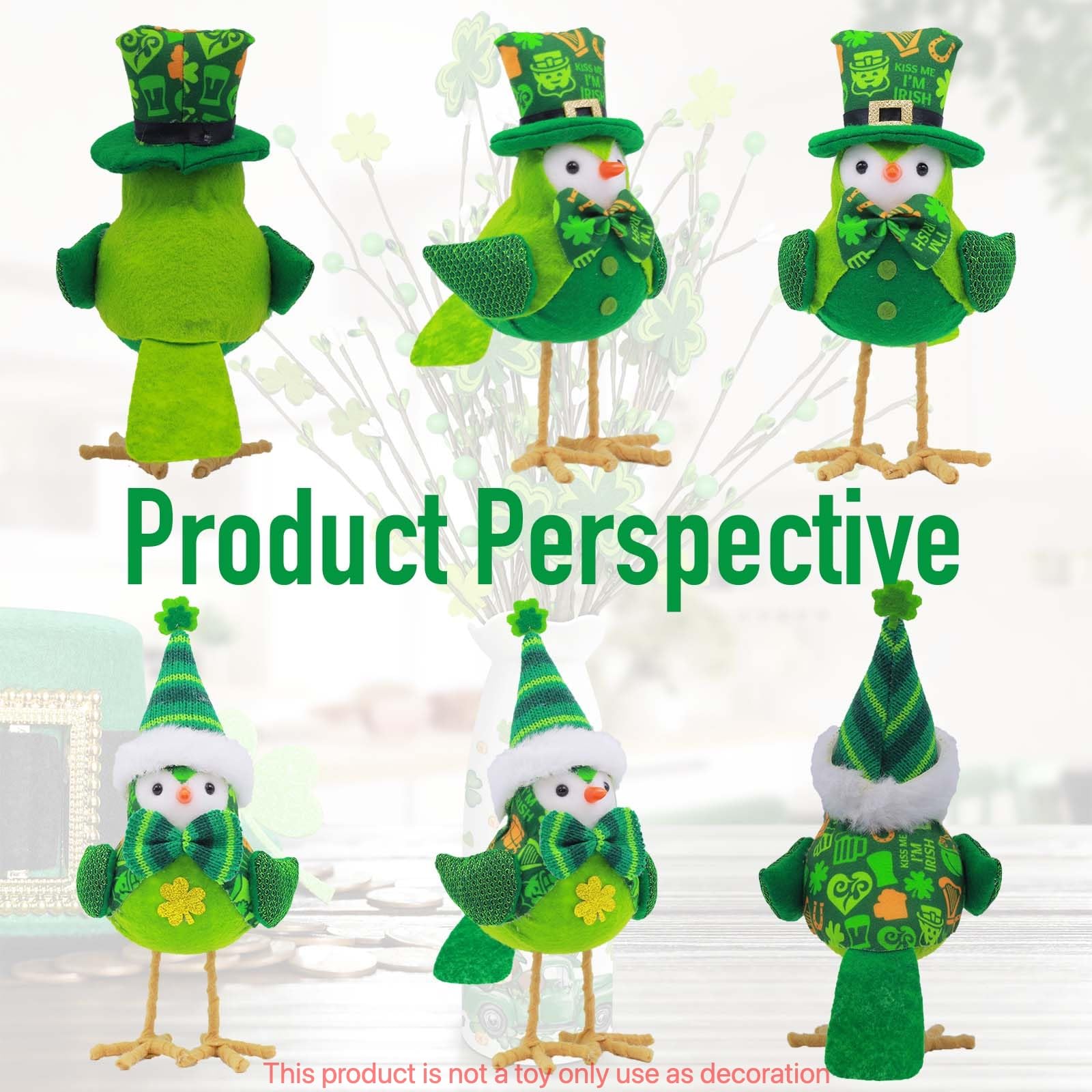 PHKCOCOC St. Patrick's Day Featherly Friends Plush Bird Decorations - Perfect Home Decor for St. Patrick's Day