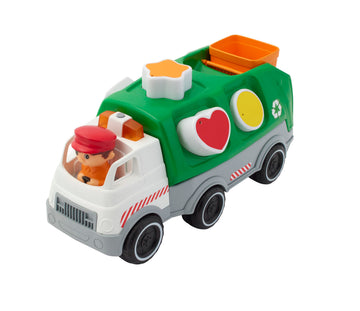 Kidoozie Shape Sorting Recycling Truck Ages 12 Months+, Motorized, Garbage Truck, Light & Sound