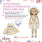 Emily Rose 14" Doll Easter/Spring Chiffon Dress with Matching White Hat | Floral Sundress Outfit | Fits WellieWishers & Similar 14-14.5" Fashion Dolls