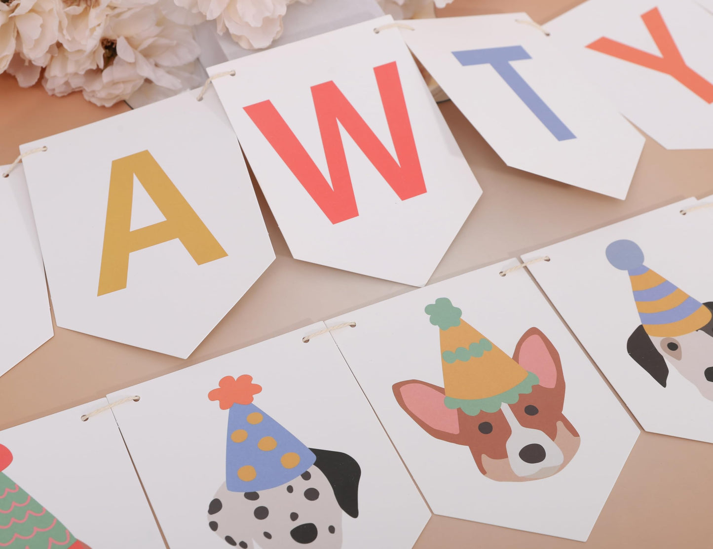 Let’s Pawty Dog Banner - Dog Happy Birthday Banner, Puppy Party Garland, Pet Birthday Decoration for Dogs Lovers, Puppy Shower or Adoption Celebration
