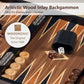 Wood Backgammon Set for Adults - 15 Inch Classic Board Game Case - Premium Folding Backgammon Set with Oversize Wooden Playing Pieces, Dices