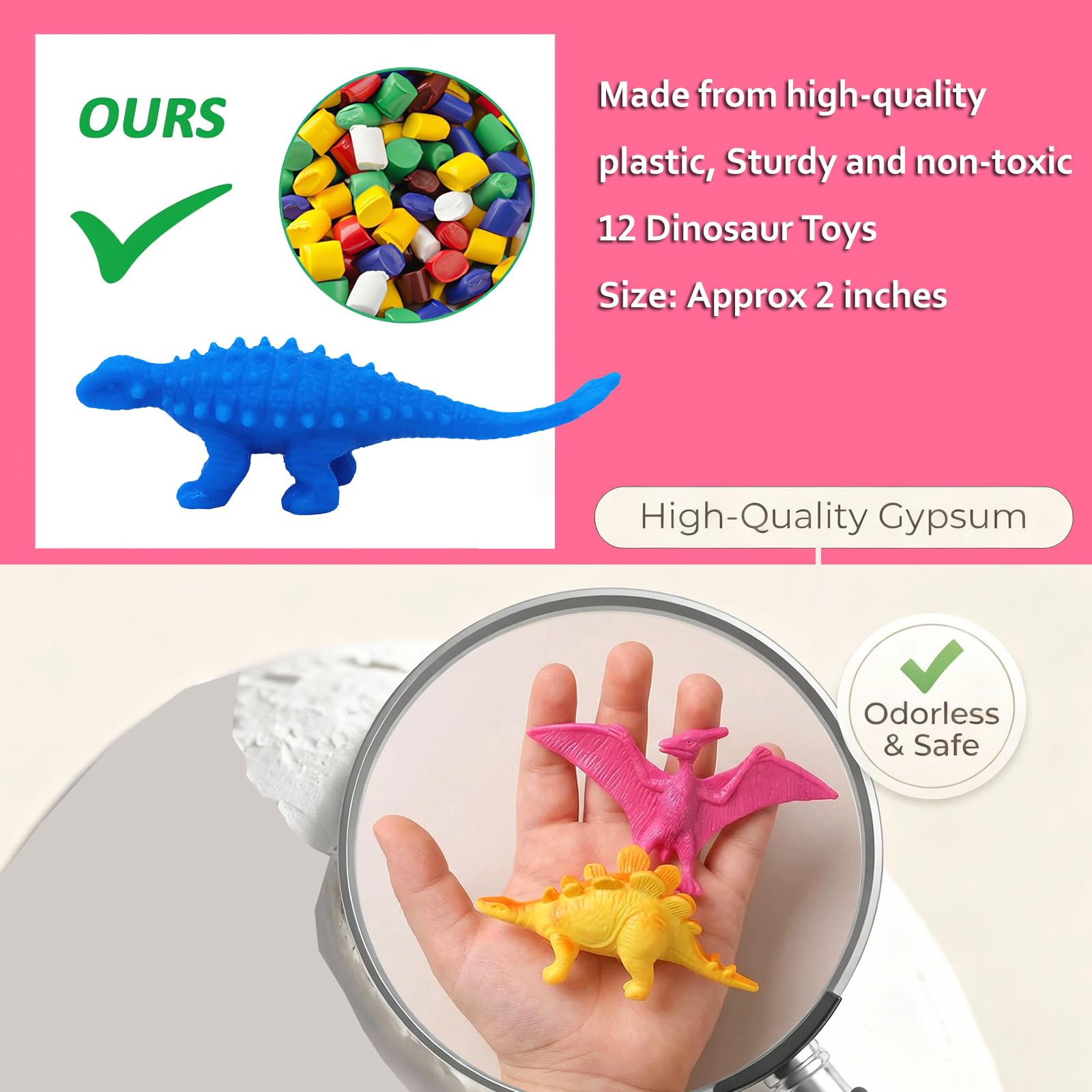 Dino Eggs Dig Kit, 12 Pack Dinosaur Eggs Excavation Science Experiments Kits for Kids 4-12, Dinosaur Toys for 3 4 5 6 7 8 9 10 Year Old Boys Girls