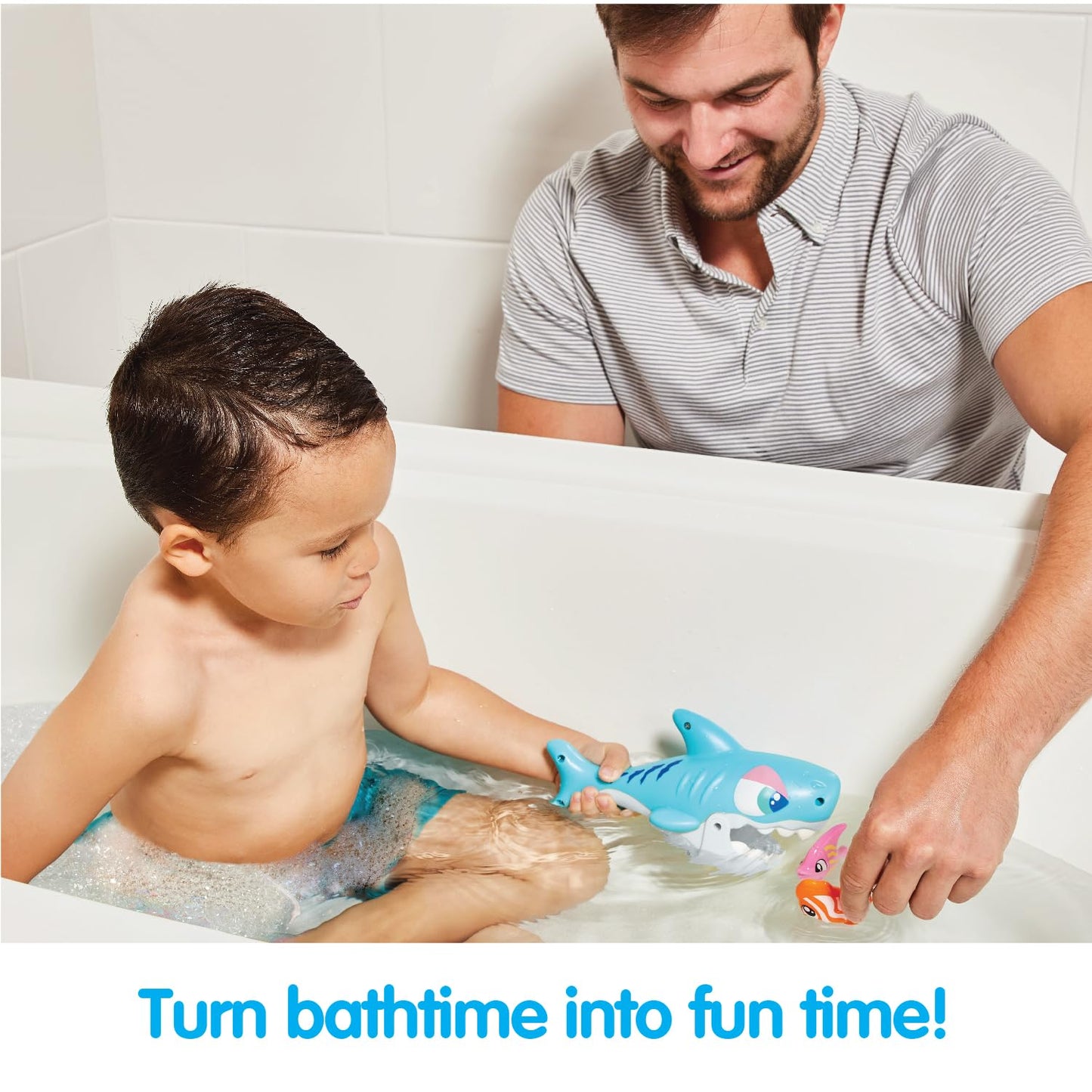 Kidoozie Splish ‘n Splash Chomping Shark, Bathtime Tub Toy for Toddlers Ages 2+