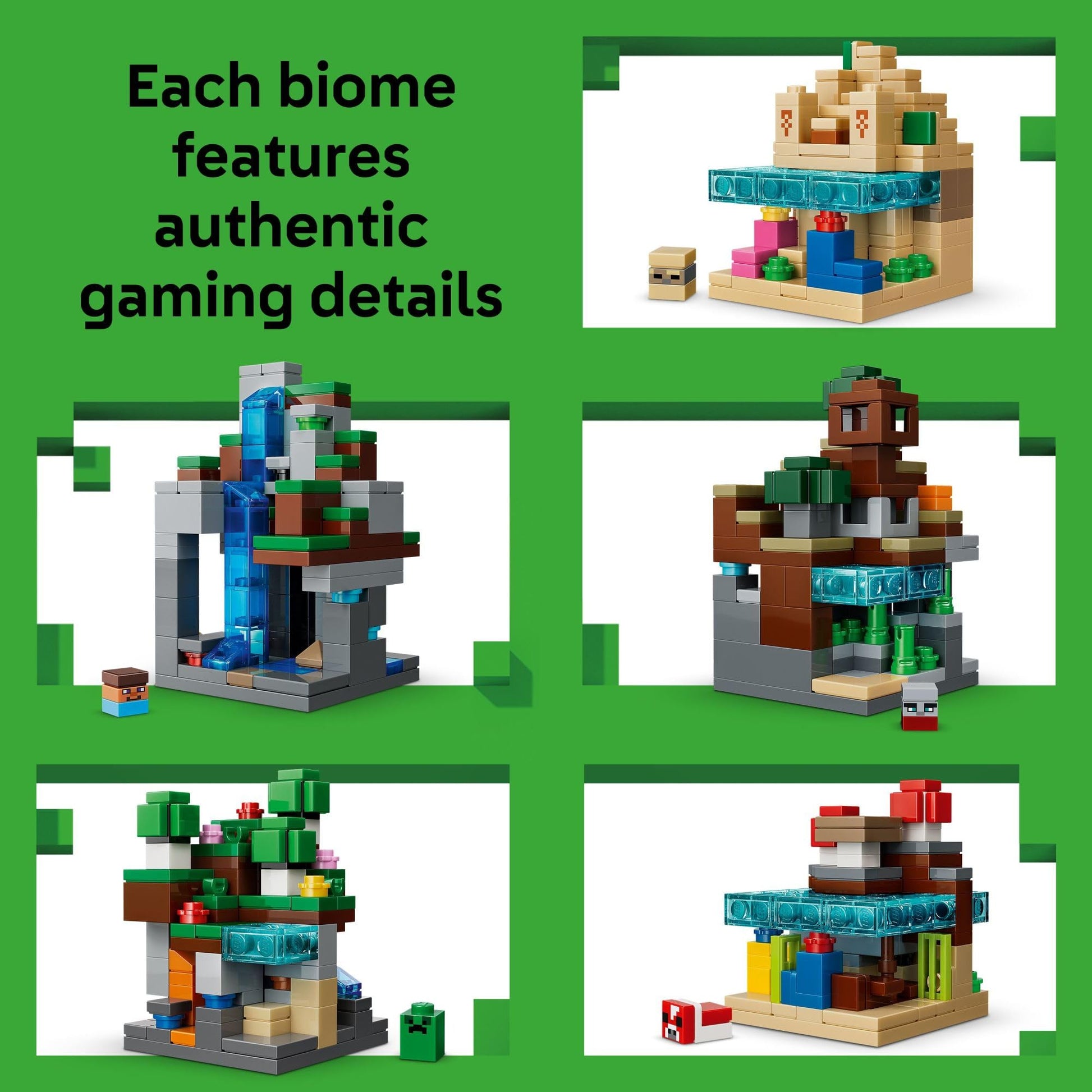 LEGO Minecraft Mini Biomes Building & Pretend Play Toy for Boys & Girls - Video Game Playset & Toy Figures for Preteens, Ages 12 + - W/2 Minifigures