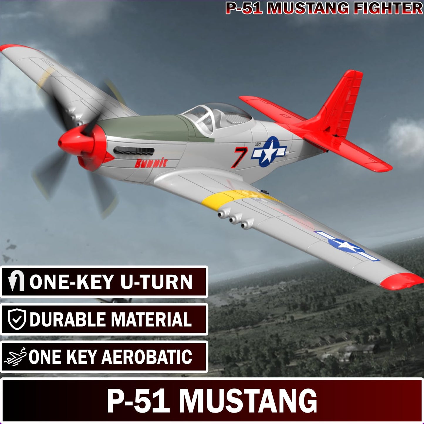 LEAMBE 4 Channel RC Plane, Ready to Fly Aerobatic Aircraft, Easy Control for Beginners, P51 Mustang RC Airplane Best Gift for Adults
