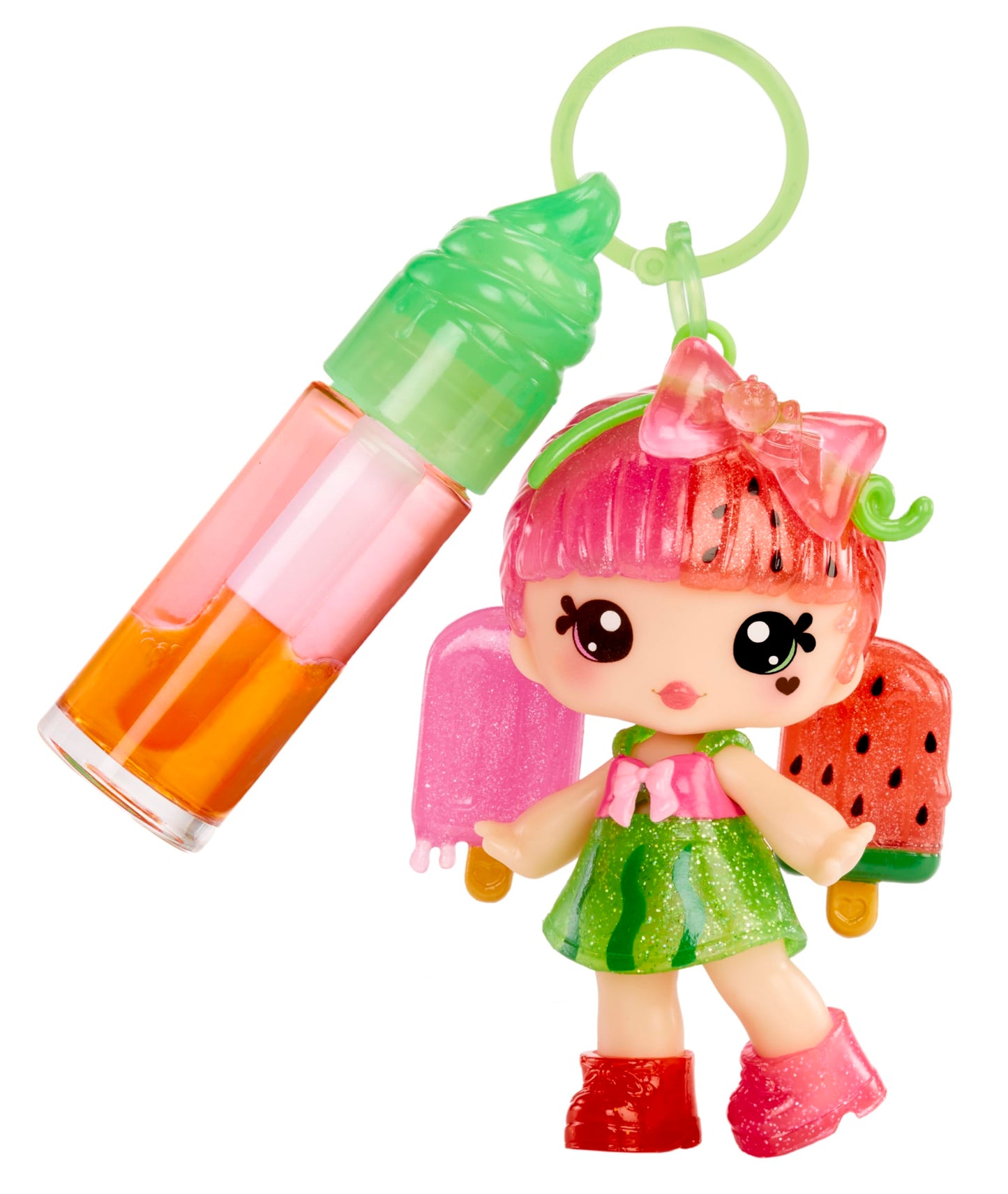 Yummiland Lip Gloss Doll: Mystery Color Change - Poppy Melonberry Includes DIY Lip Gloss + Removable Keychain, Cosmetic Play, Collectible, Ages 4+