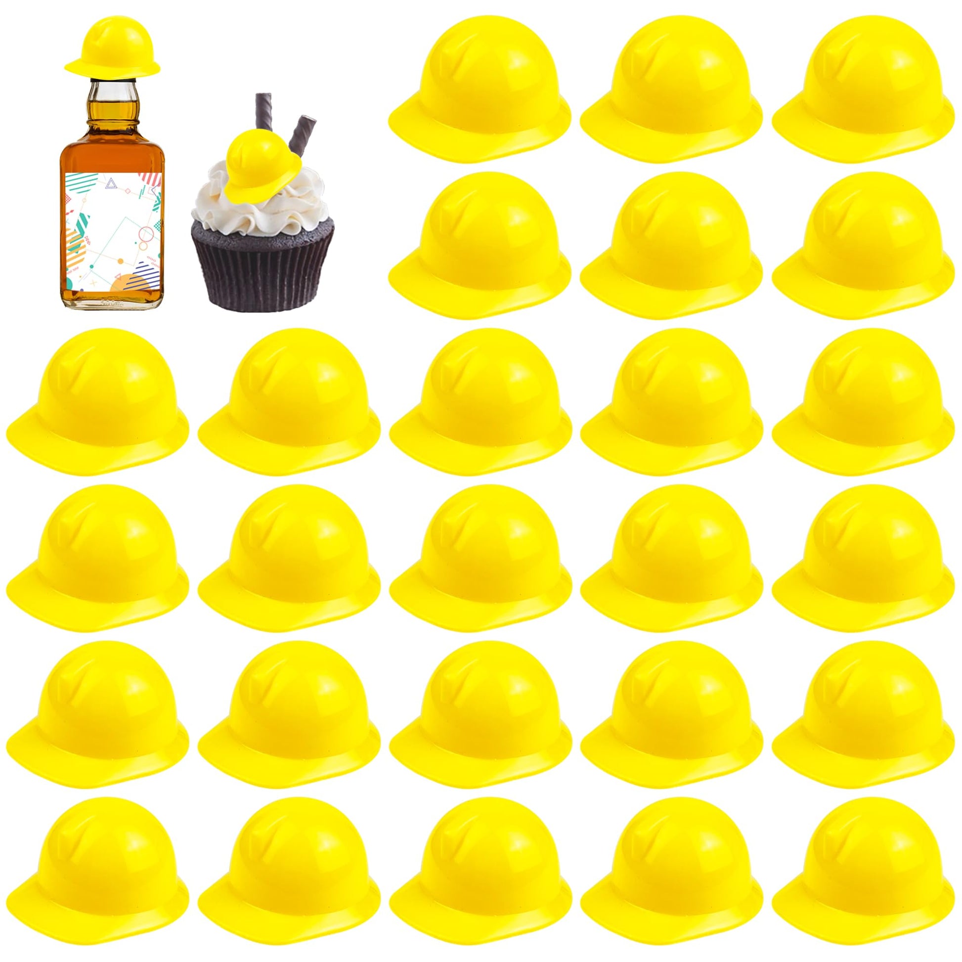 Mini Yellow Construction Hat Plastic Mini Construction Party Toy