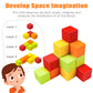 NiToy Wooden Cube Toy 16PCS Building Blocks for Kids 40 Pattern Cards and Storage Pouch, 4 Colors 3D Space Stacking Game STEM Educational Preschool