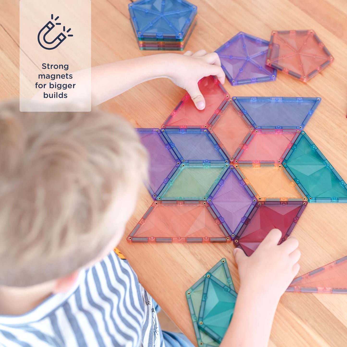 CONNETIX Magnetic Tiles Pastel Shape Expansion Pack, 48 Pieces