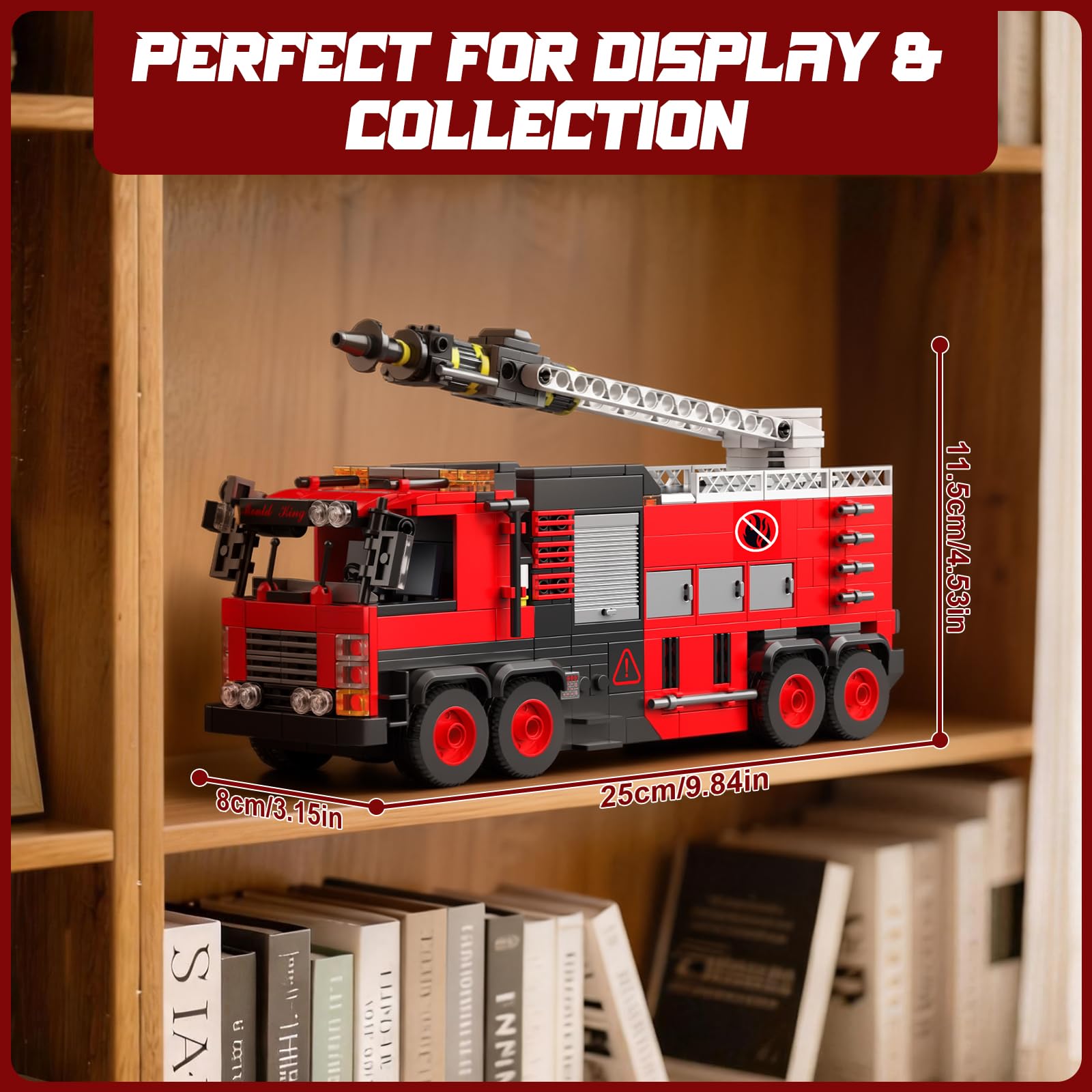 Mould King Ladder Fire Truck Building Set - 725+PCS STEM Toys for Kids & Adults, 24094 City Firetruck Building Bricks with Movable Ladder, Ideas