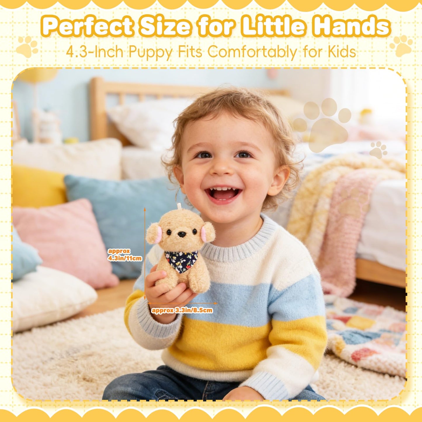 Niceup 24PCS Adopt a Puppy Party Favors Kids Mini Plush Dog Non-candy Easter Basket Stuffers Bulk Stuffed Animals Dog Paw Adoption Pet Doll Toys