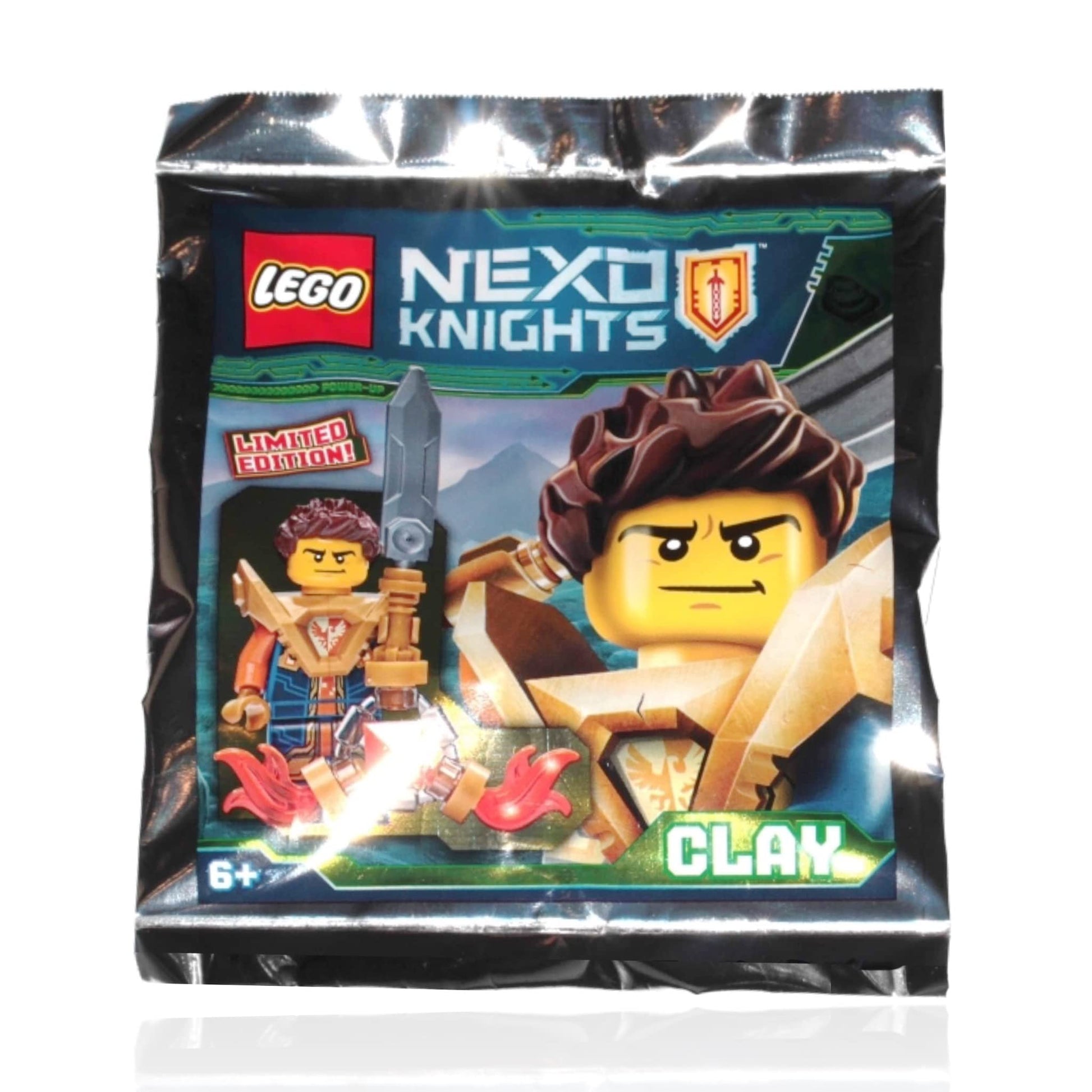 LEGO Castle Nexo Knights Minifigure - Clay with Armor and Sword with Flames (Limited Edition Foil Pack),15 pcs