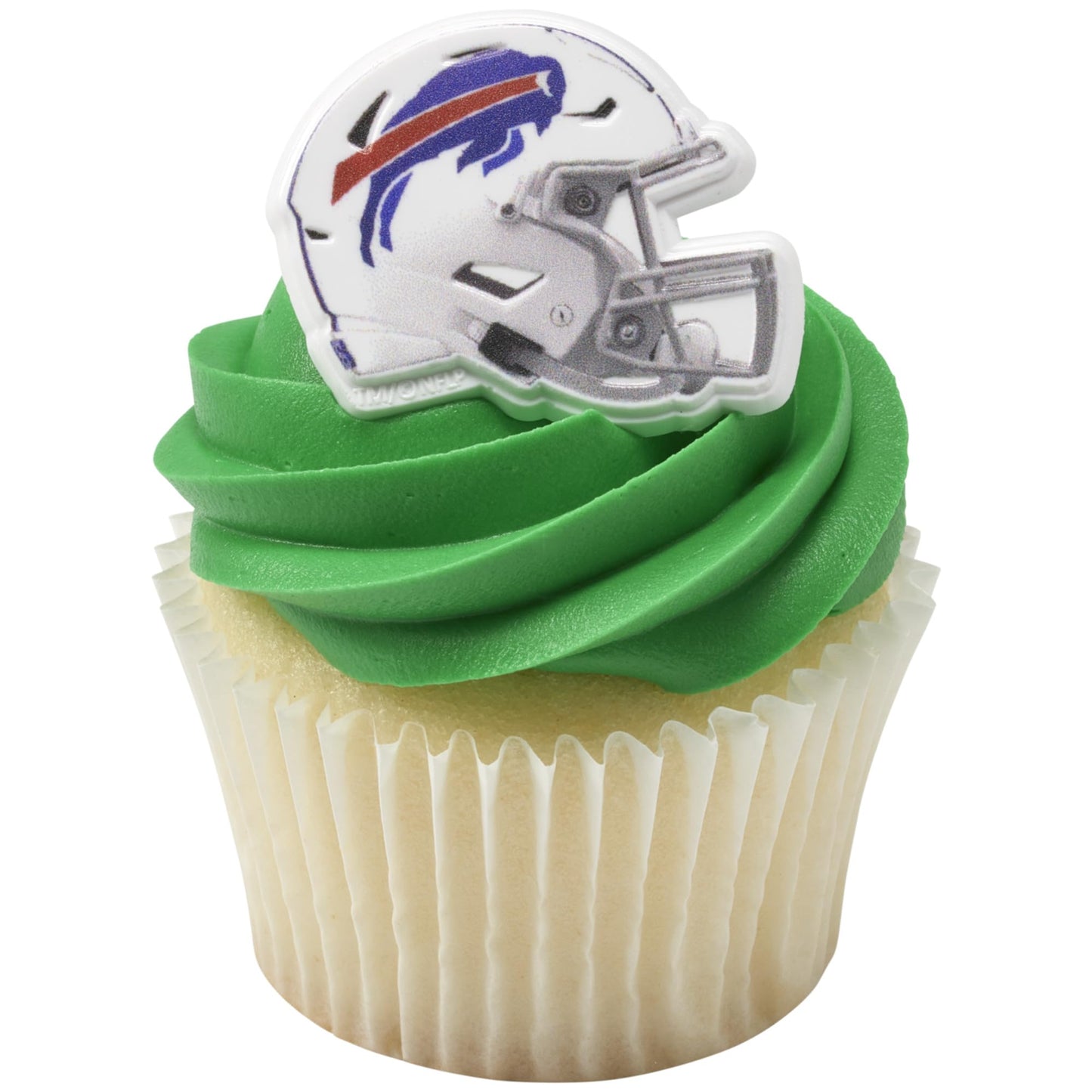 DecoPac NFL Buffalo Bills Helmet Rings, 24 Football Cupcake Decorations, Officially Licensed, Football Rings, Food Safe Cake Toppers - 24 Pack