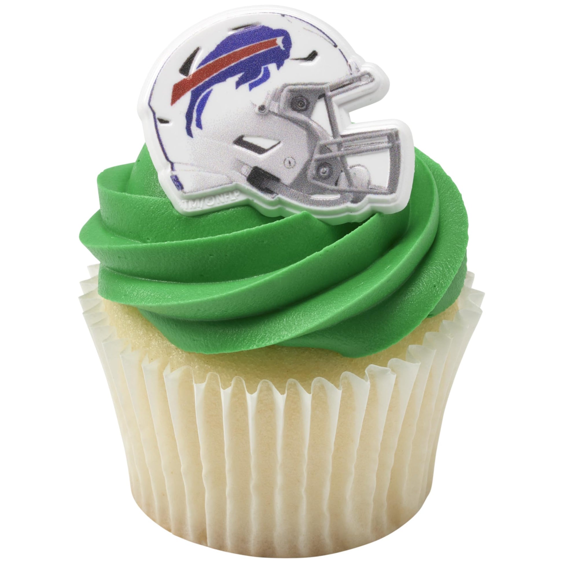 DecoPac NFL Buffalo Bills Helmet Rings, 24 Football Cupcake Decorations, Officially Licensed, Football Rings, Food Safe Cake Toppers - 24 Pack