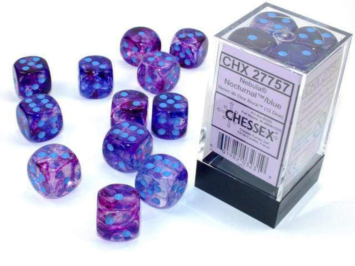 Chessex Nebula 12mm d6 Red/Silver w/Luminary Dice Block (36 dice)