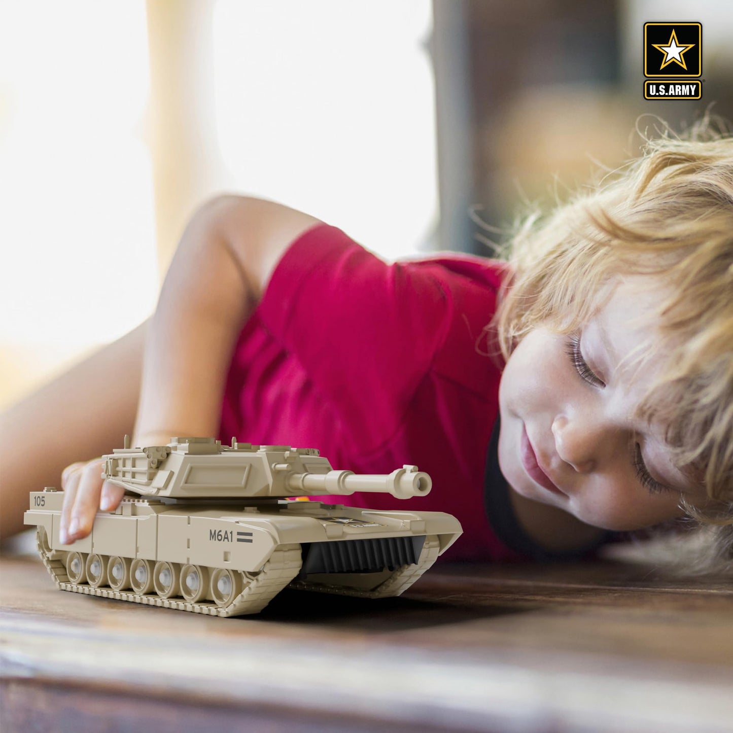 Lollipop U.S. Army Toy Friction Combat Tank with Lights and Sounds for Boys