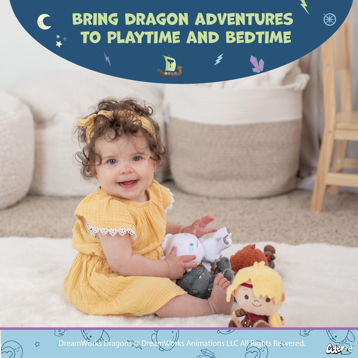 Kids Preferred How to Train Your Dragon 4 Pc Cuteeze Set - 6 Inch Hiccup, Toothless, Astrid, & Light Fury Plush, Beans in Body, for Baby Boys & Girls