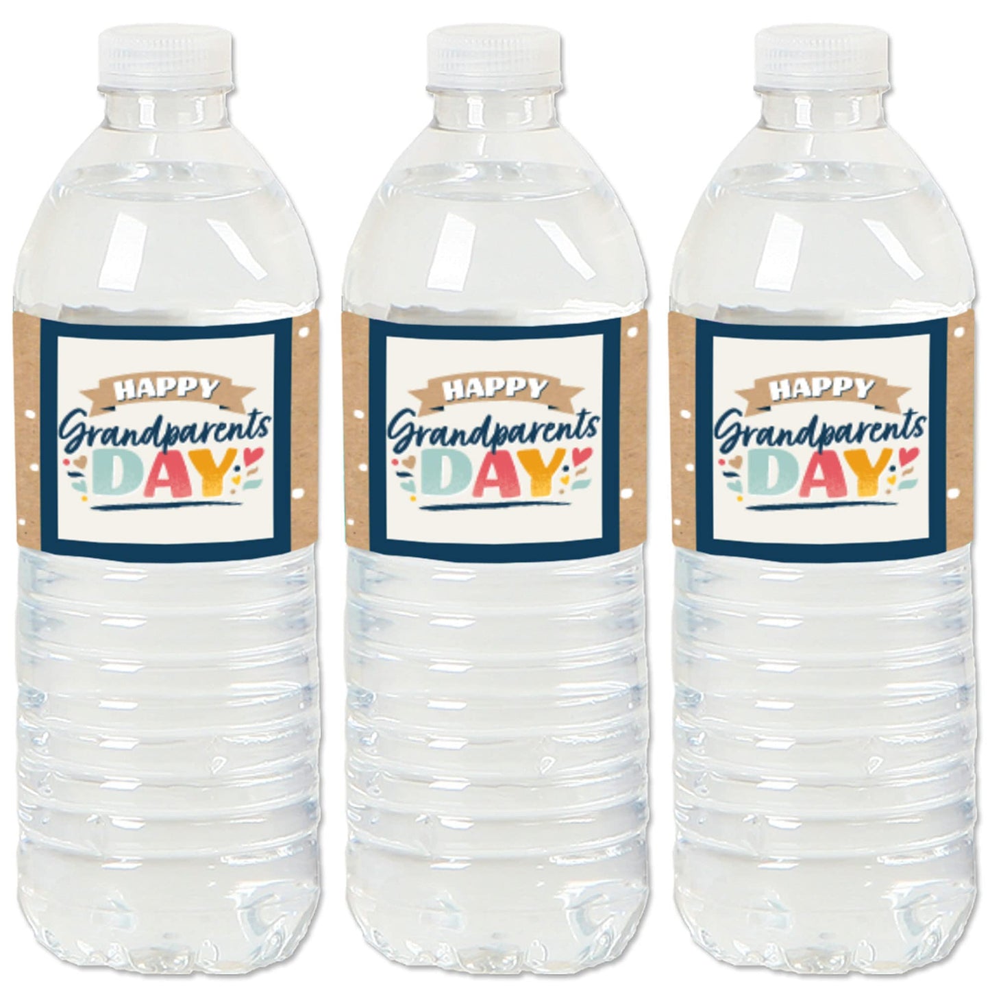 Big Dot of Happiness Happy Grandparents Day - Grandma and Grandpa Party Water Bottle Sticker Labels - Set of 20