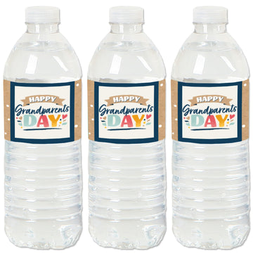 Big Dot of Happiness Happy Grandparents Day - Grandma and Grandpa Party Water Bottle Sticker Labels - Set of 20