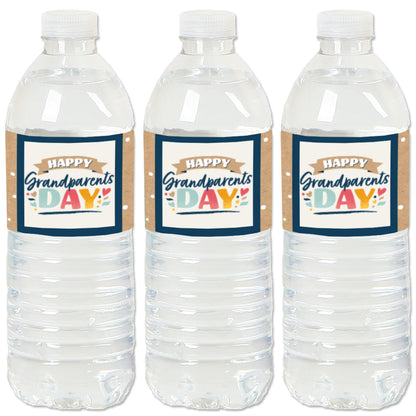 Big Dot of Happiness Happy Grandparents Day - Grandma and Grandpa Party Water Bottle Sticker Labels - Set of 20
