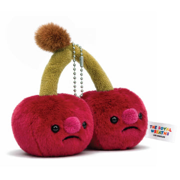 the royal wreaths Plush Fruit with Cute Face, Kawaii Fruit Keychain for Bags, Kids Accessories, Gifts, Stuffed Toy Charm (Cherries)