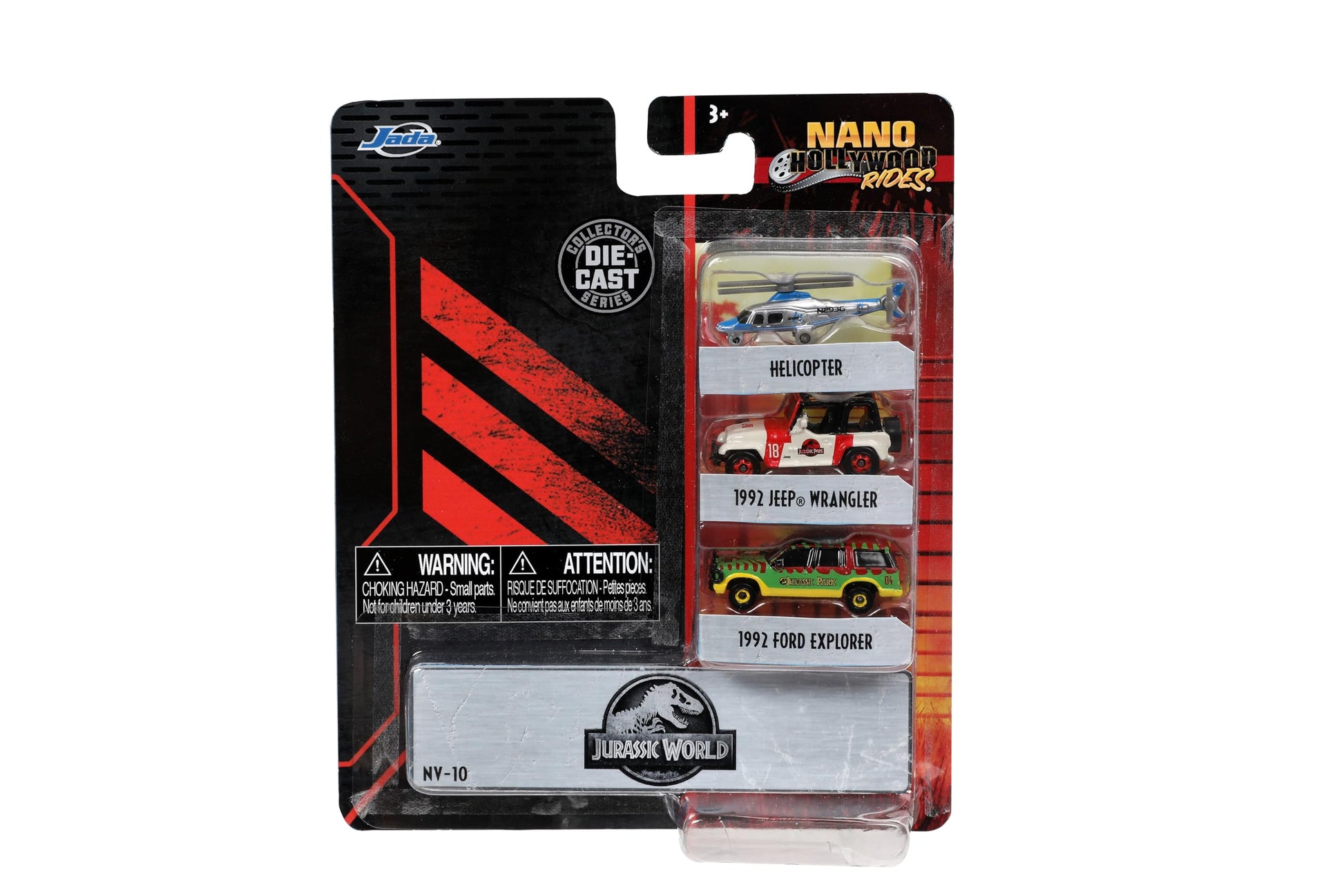Jada Toys Jurassic World 1.65"" Nano 3-Pack Die-cast Cars Wave 1, Toys for Kids and Adults (31955)