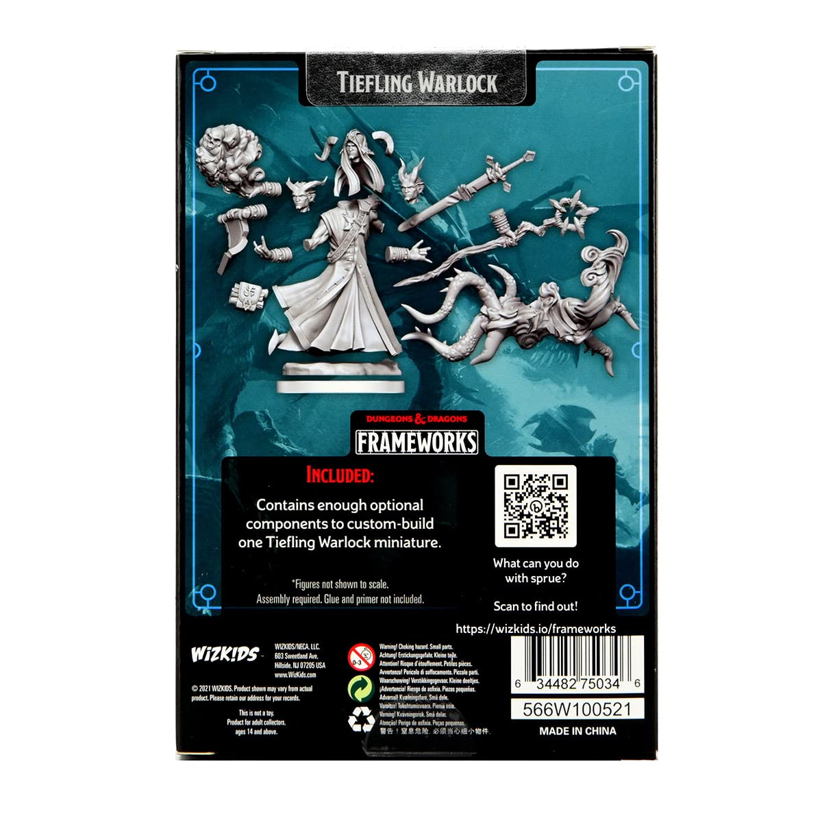 WizKids D&D Frameworks: Tiefling Warlock Male - Unpainted and Unassembled