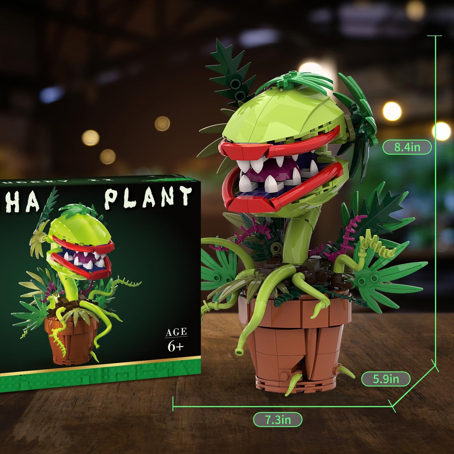 Sinuraii Audrey II Piranha Flower Building Blocks Set, Cannibal Plants Building Set, Openable Mouth Gift Toy, Bonsai Plants Christmas Halloween Horror