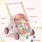 CHIAKBDK 2 in 1 Wooden Baby Walker and Activity Center for Girls Boys Sit-to-Stand Learning Toy Kids Montessori Educational Push Toys with Music