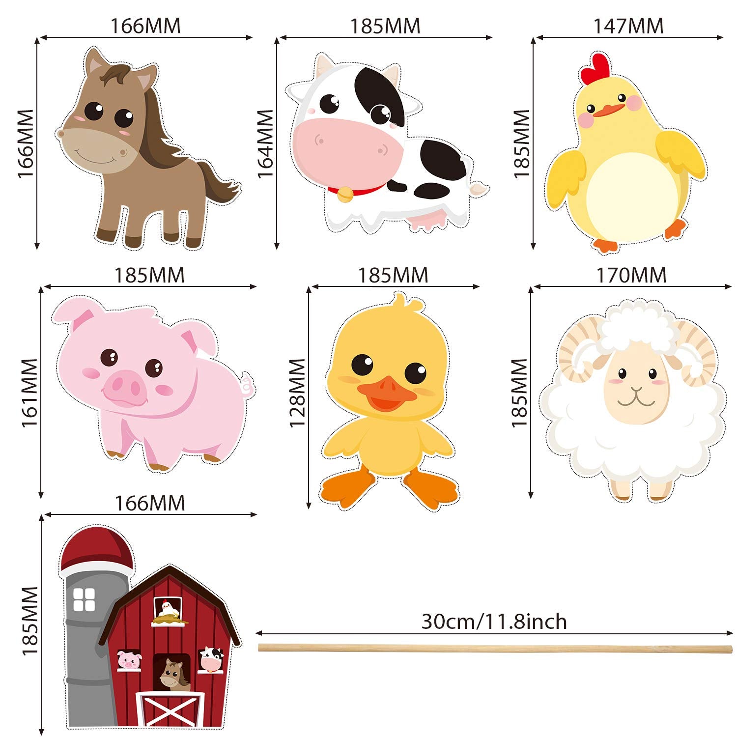 Blulu 28 Pieces Farm Animal Party Decorations Farm Animals Centerpiece Sticks Cutouts Table Toppers for Theme Party Birthday County Fair Decorations