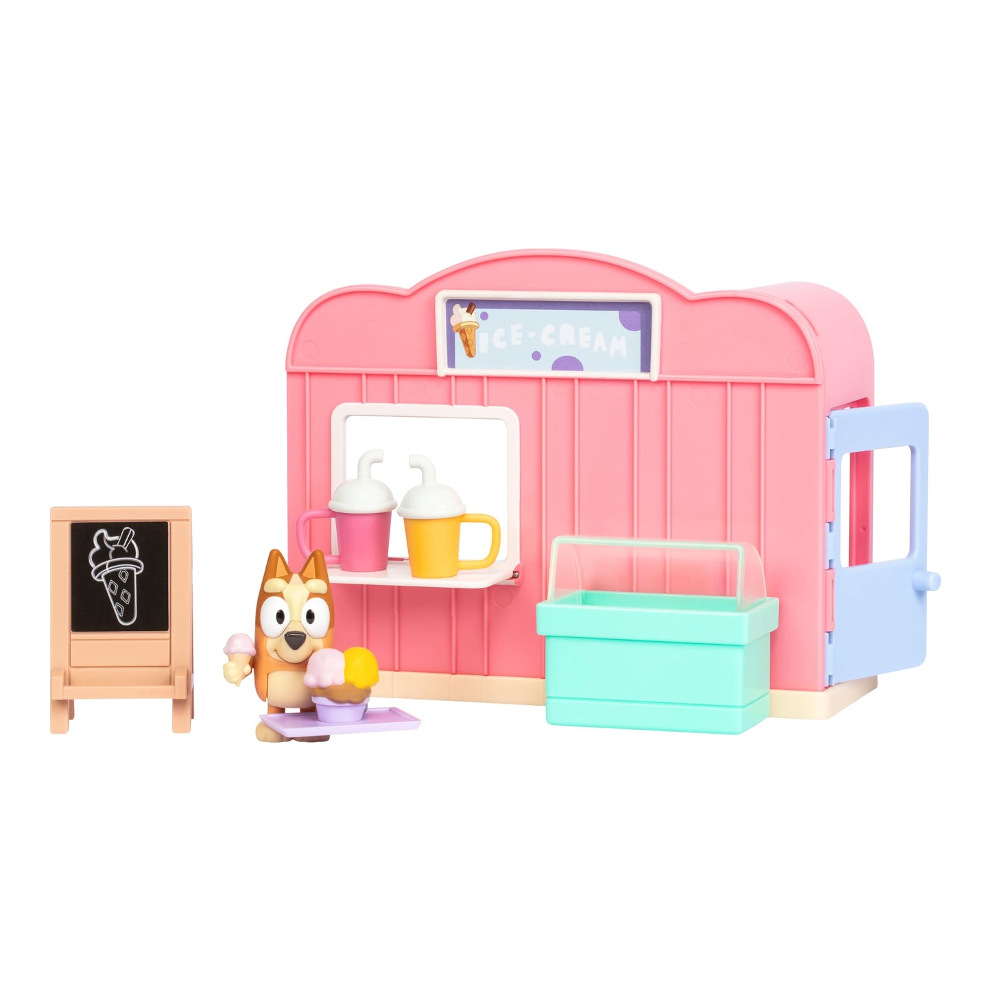 Bluey Ice Cream Shop Playset, Immersive Toy Ice Cream Set with Dessert-Themed Accessories and Articulated Bingo Figurine, Food Toys for Kids Ages 3+