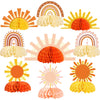 9pcs Boho Sun Honeycomb Centerpieces, First Trip Around The Sun Decorations, Boho Rainbow Sunrise Party Decorations, Sunshine Birthday Table Toppers