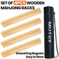 MUTEX American Natural Wood Mahjong Racks with Pushers, 4pcs Mahjong Racks Set for Mahjong/Mexican Train/Dominoes, Elegant Wooden Mahjong Tiles Racks