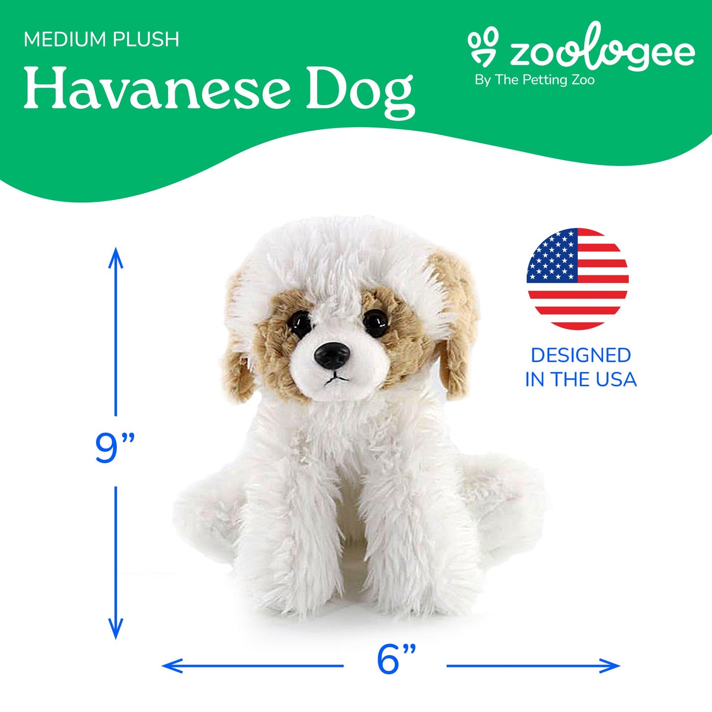 The Petting Zoo Havanese Dog Stuffed Animal Plushie, Gifts for Kids, Dog Plush Toy 9 inches