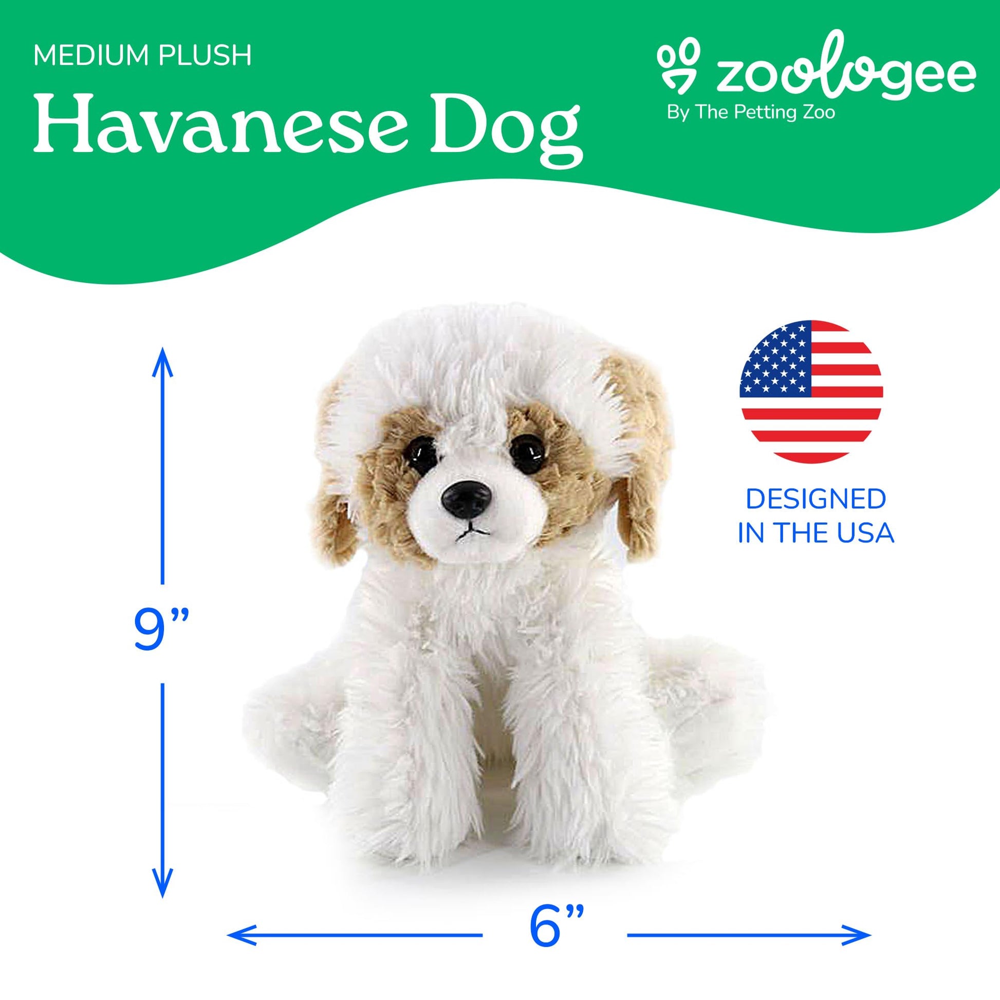 The Petting Zoo Havanese Dog Stuffed Animal Plushie, Gifts for Kids, Dog Plush Toy 9 inches
