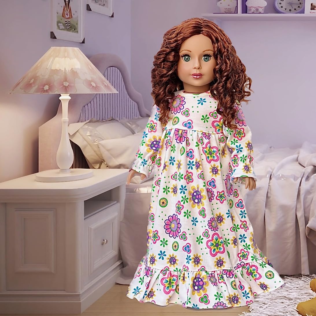 Good Night - Cotton Nightgown - Clothes Fits 18 Inch Doll (Doll Not Included)