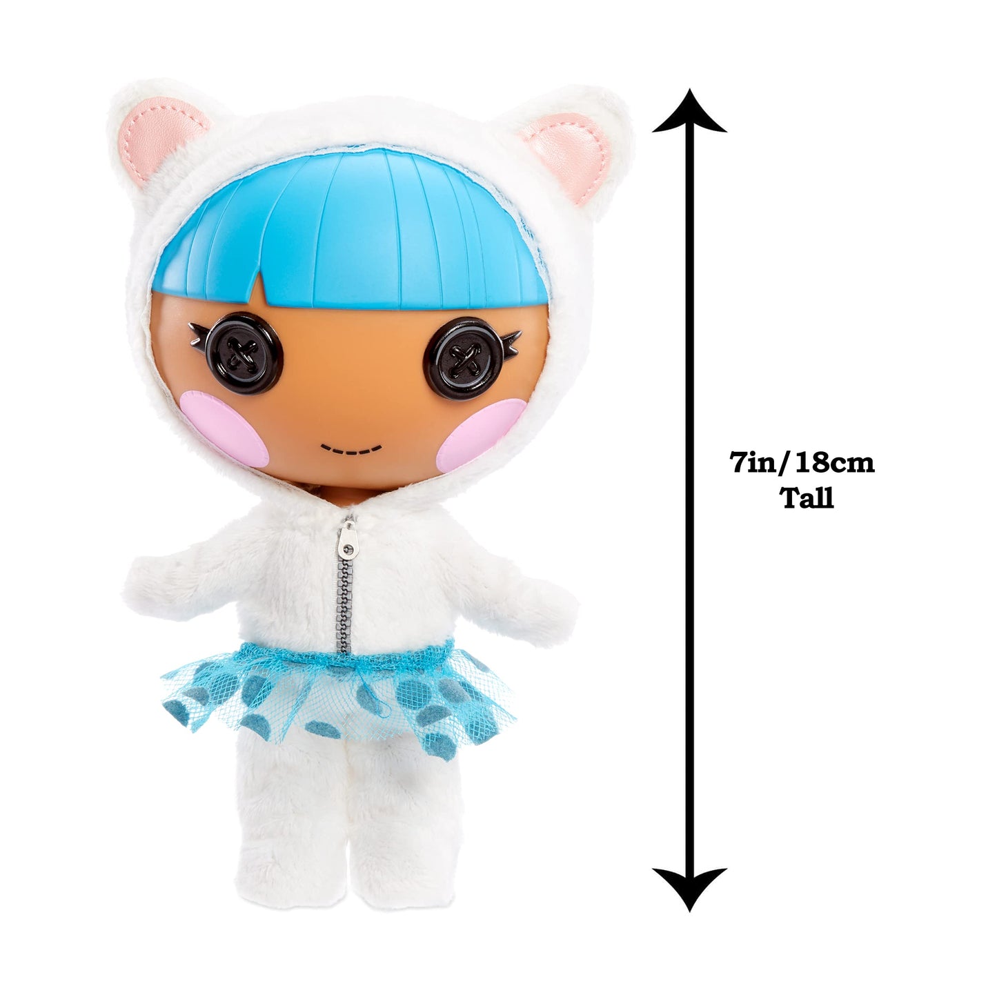 Lalaloopsy Littles 7" Winter Doll - Bundles Snuggle Stuff with Pet Yarn Ball Bear, Blue/White Outfit & Accessories, Reusable House Playset, Ages 3-103