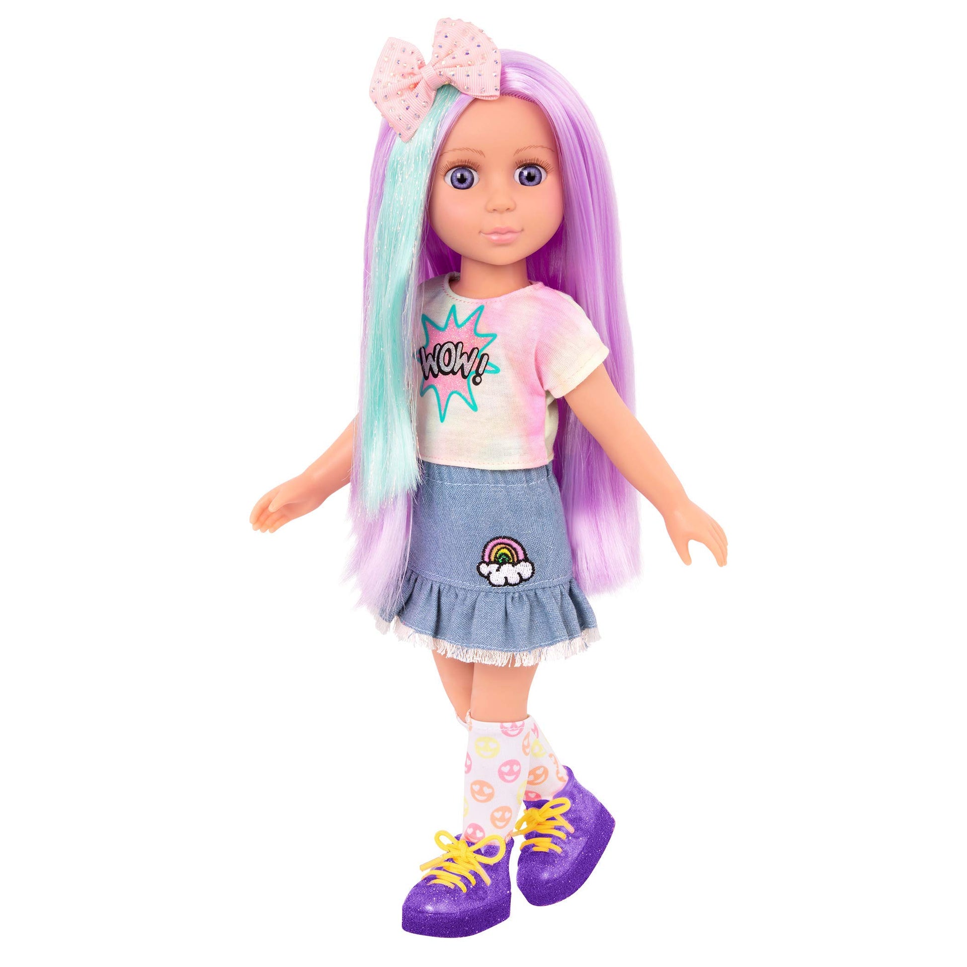 Glitter Girls - 14-Inch Fashion Doll - Blue Eyes & Blue Hair - Bow, Clips, and Colorful Outfit - 3+ Years - Luma