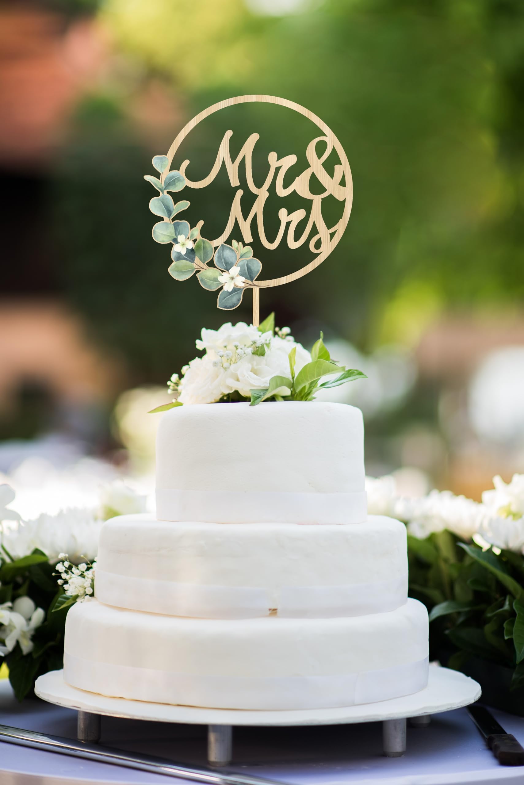 Mr & Mrs Cake Topper - Wedding Anniversary Cake Toppers in Wood Rustic Wedding Decorations,Bride and Groom Cake Toppers Greeny Engagement Sign