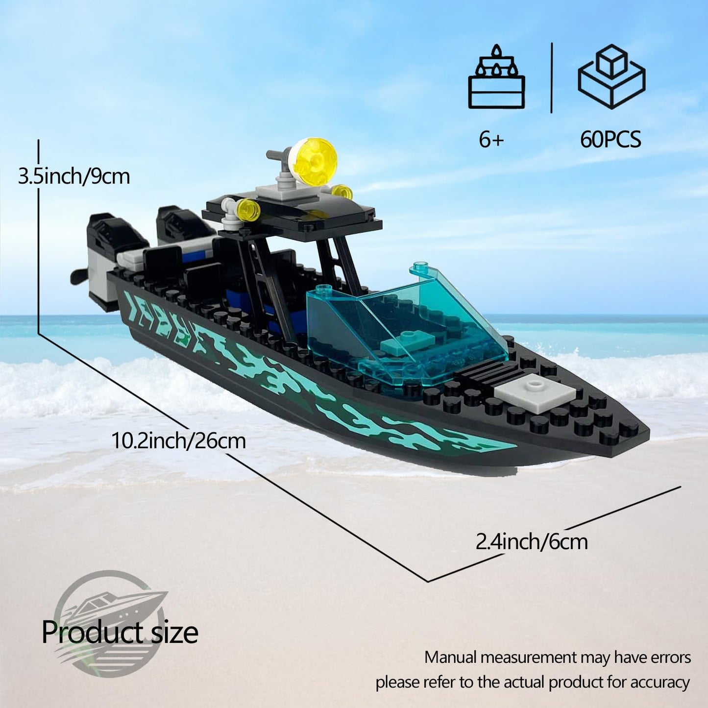JQARCH Speed Boat Building Blocks Sets, City Police Fire & Rescue & Patrol & Floating Boat Toy, City Coast Guard Ships, Creative Building Bricks