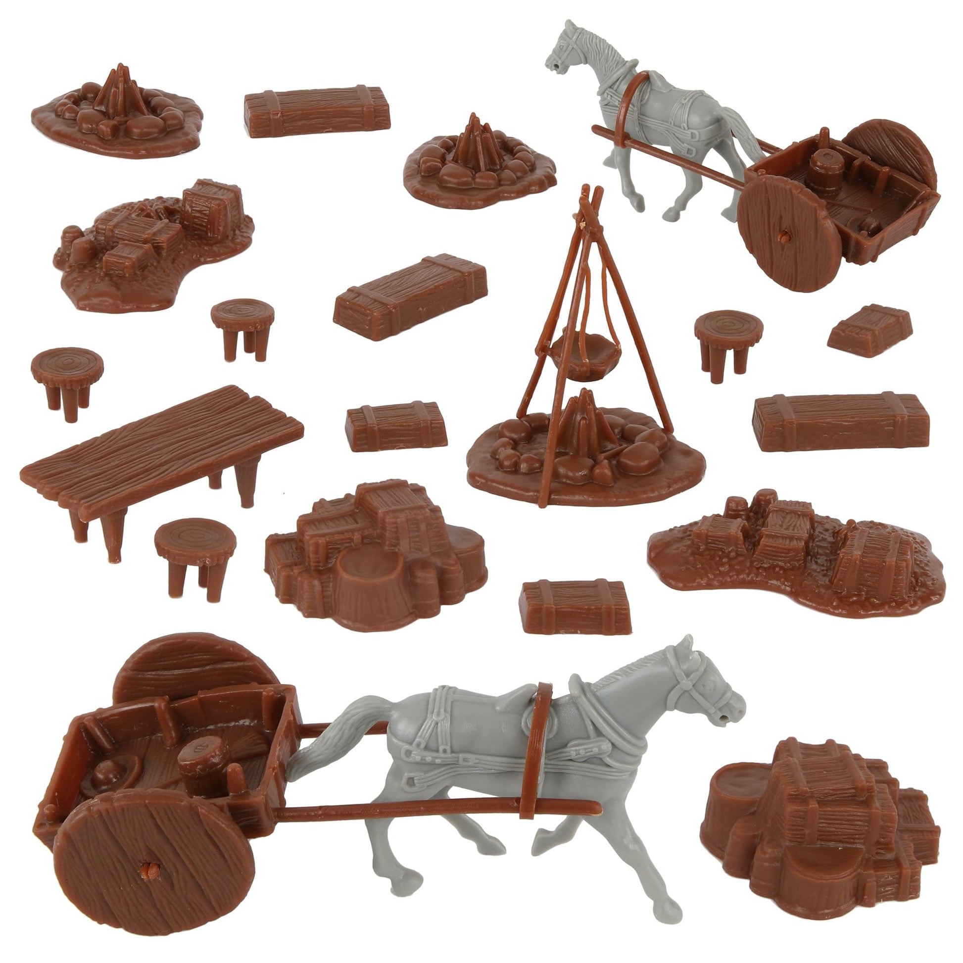 BMC Revolutionary War Camp & Supplies - 23pc Plastic Soldier Playset Accessories