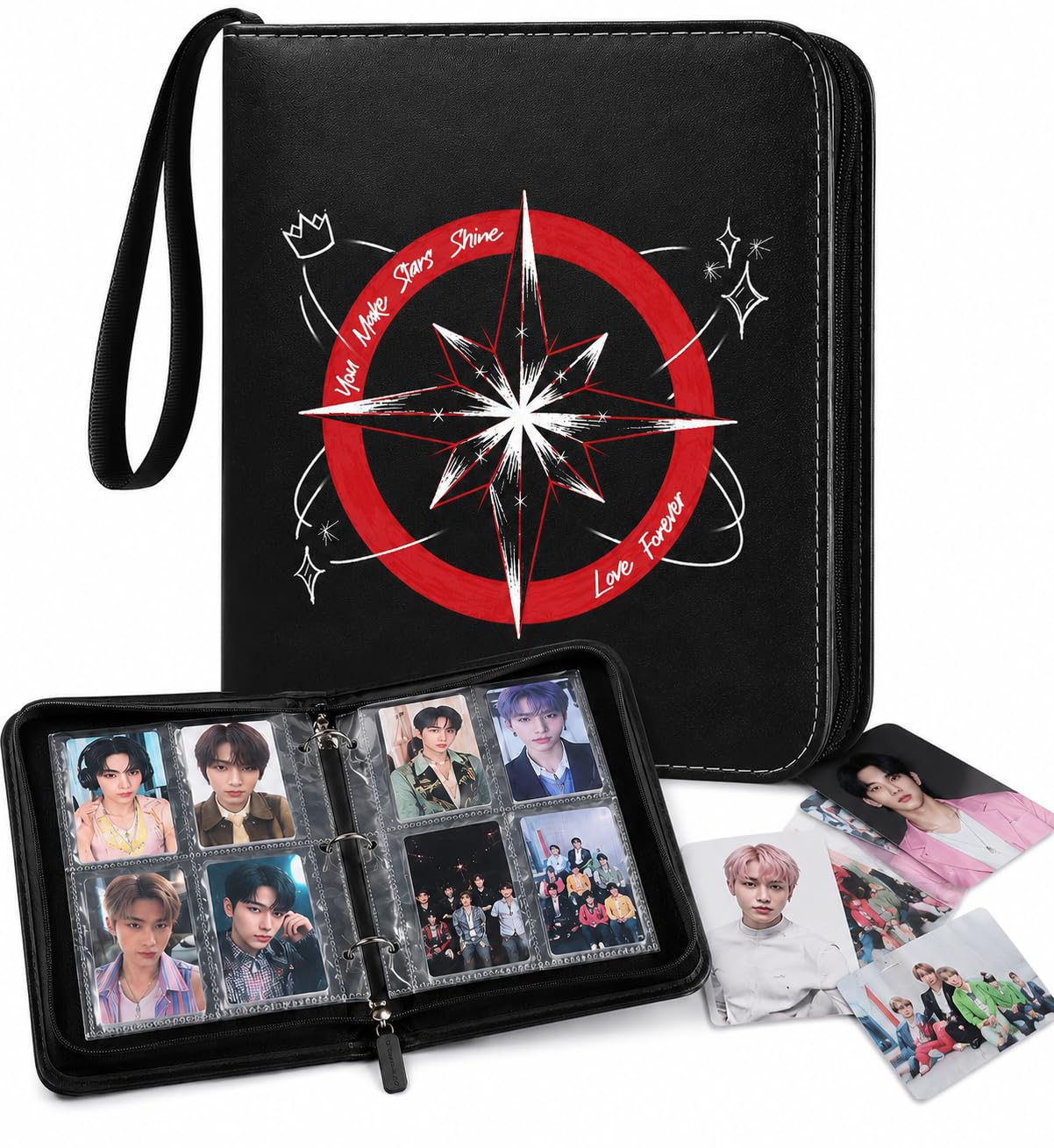 SKZ Photocard Binder 400 Pockets, Kpop Photocard Holder Album with 50 Removable Sleeves, Photo Card Binder for Fans, Waterproof 4-Pocket Card