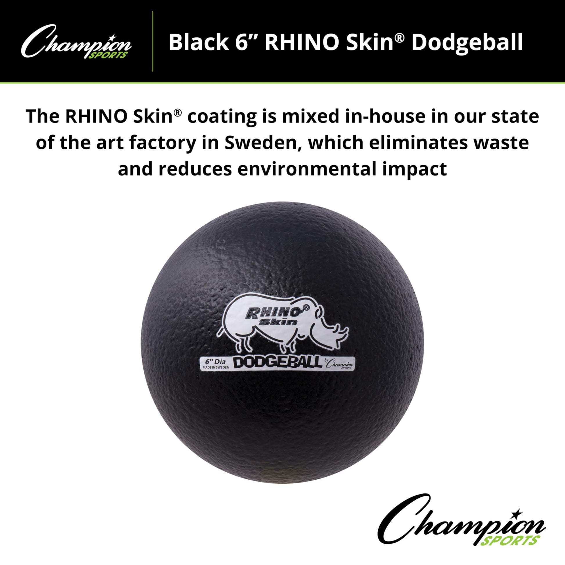 Champion Sports Rhino Skin Dodgeball , Black, 6 Inch